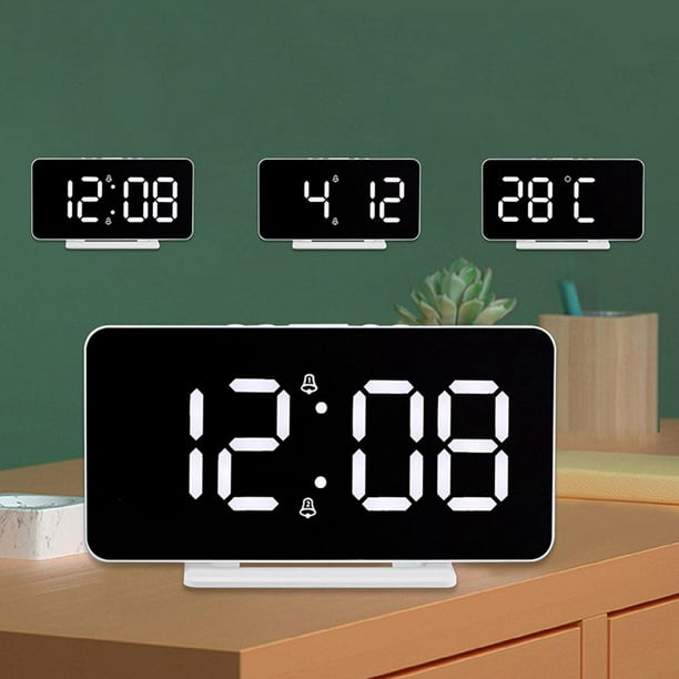  TOMYEUS Reloj de mesa digital LCD despertador, reloj de mesa  grande electrónico con fecha y hora, temperatura de semana y noche,  decoración de escritorio (color negro) : Hogar y Cocina