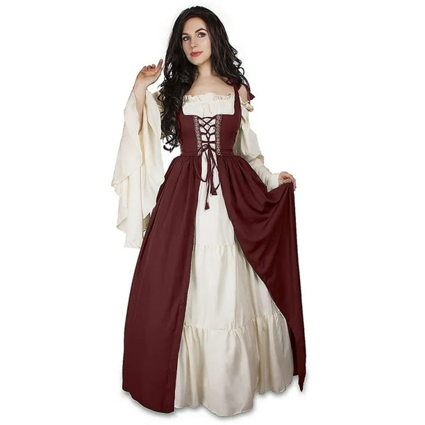 Disfraz de Medieval Mujer. Vestido de dama medieval rojo