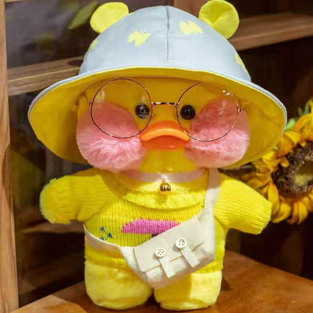 Peluche de pato amarillo con 8 accesorios Kawaii, lindos peluches con  gafas, lindos animales de peluche de pato, regalos de cumpleaños para niños