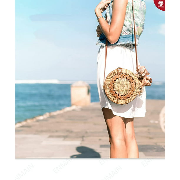 Bolso de hombro de paja de ratán para mujer, Mini bolso de mensajero con  cadena, bolso y monederos de perlas de verano, bolsos pequeños cuadrados de  playa para mujer, 19X14X5cm-1 : 