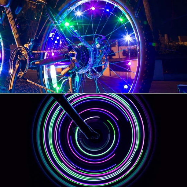 DANCRA Luces LED para bicicleta para montar por la noche, 2.62 pies × 2  tira de luz impermeable alimentada por batería con color RGB, luces de  decoración brillantes para scooter, triciclo, accesorios