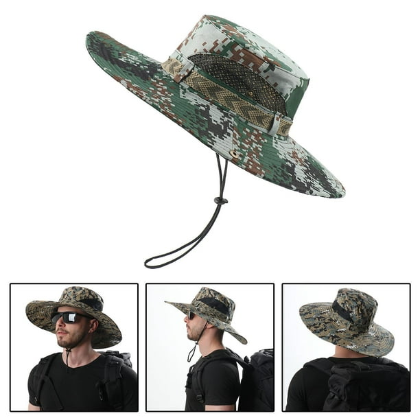 Sombrero de sol para hombre, sombrero de cubo de camuflaje con protección  de , pesca al aire libre plegable Camuflaje verde 2 Yuyangstore Sombrero de sol  para hombre