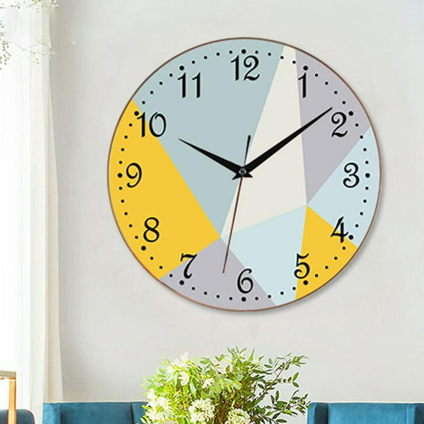 Reloj de pared grande decorativo de metal, silencioso, moderno, sin tictac,  para sala de estar, comedor, dormitorio, diámetro de 24 pulgadas, azul