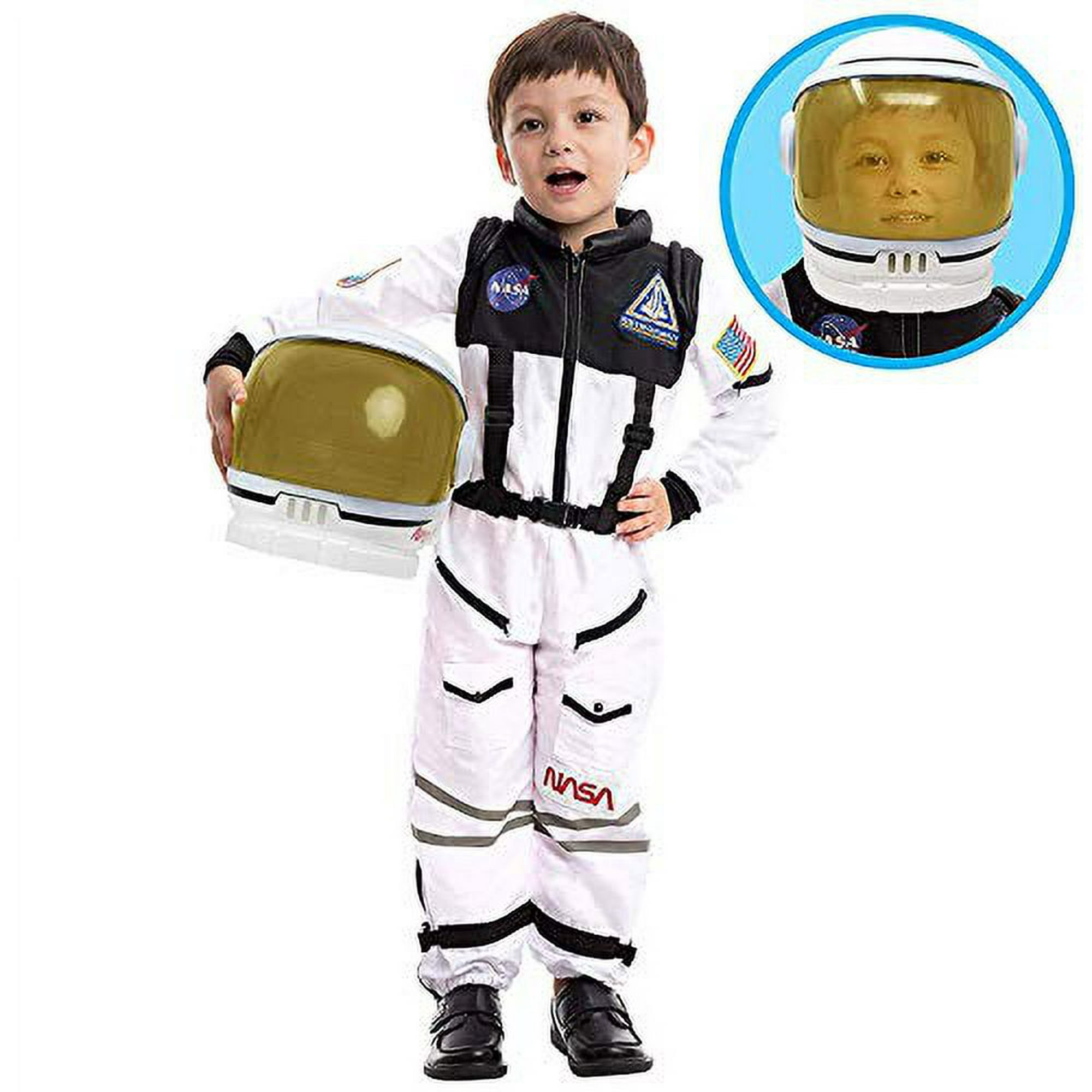 Disfraz de astronauta con casco para adultos y niños, traje de Cosplay, Día  de los niños