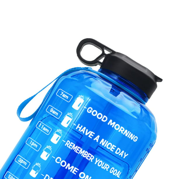  Botella de agua deportiva de 2,2 l con recordatorio a prueba de  fugas y agua grande para acampar deportes entrenamientos y actividades al  aire libre (negro)