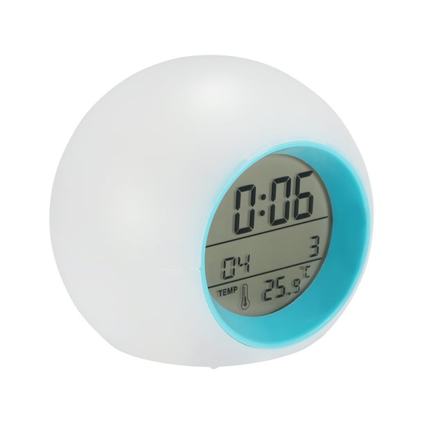 Reloj despertador Digital para niños, Despertador con luz nocturna de 7  colores, detección de temperatura, lindo