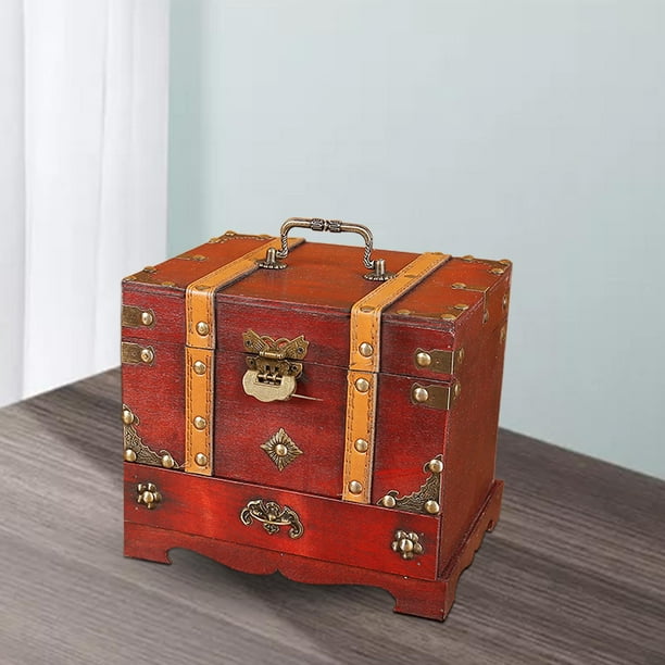 Joyero de madera con espejo, joyero de madera clásica, caja de  almacenamiento de joyas, caja de almacenamiento, organizador de joyas con  cajón