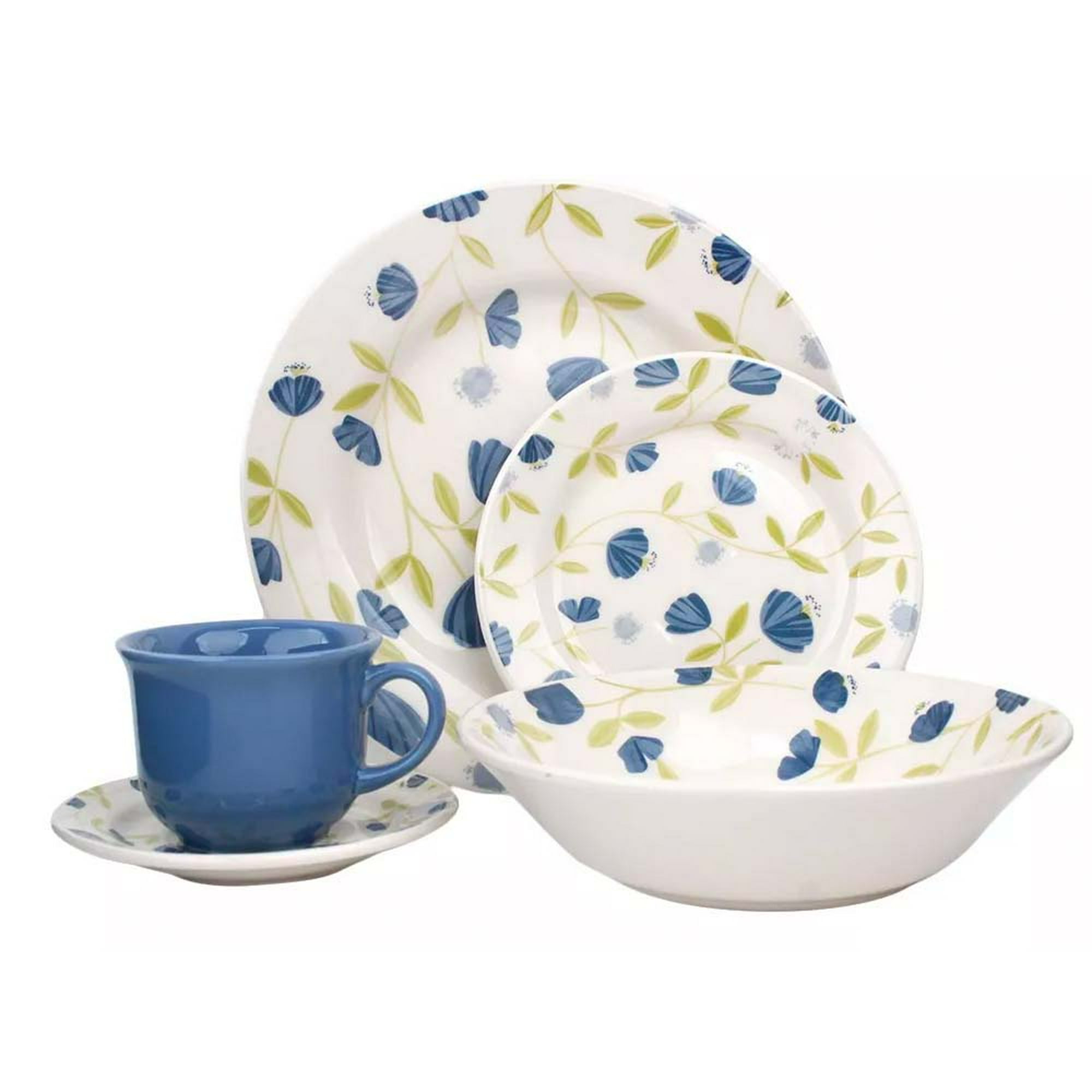 Comprar plato de cerámica con decorado floral azul