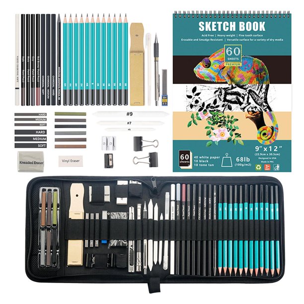 Kit De Dibujo Profesional Lapices Carbon 100 Paginas