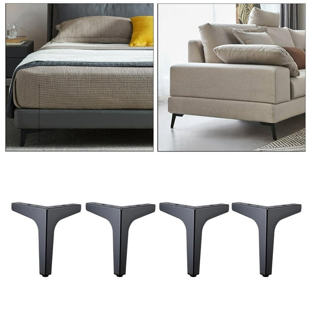 4 piezas de patas de sofá, piezas reemplazables, patas decorativas para  muebles, patas para sofás, muebles, estanterías, armarios, mesas Negro L  Macarena Patas de sofá
