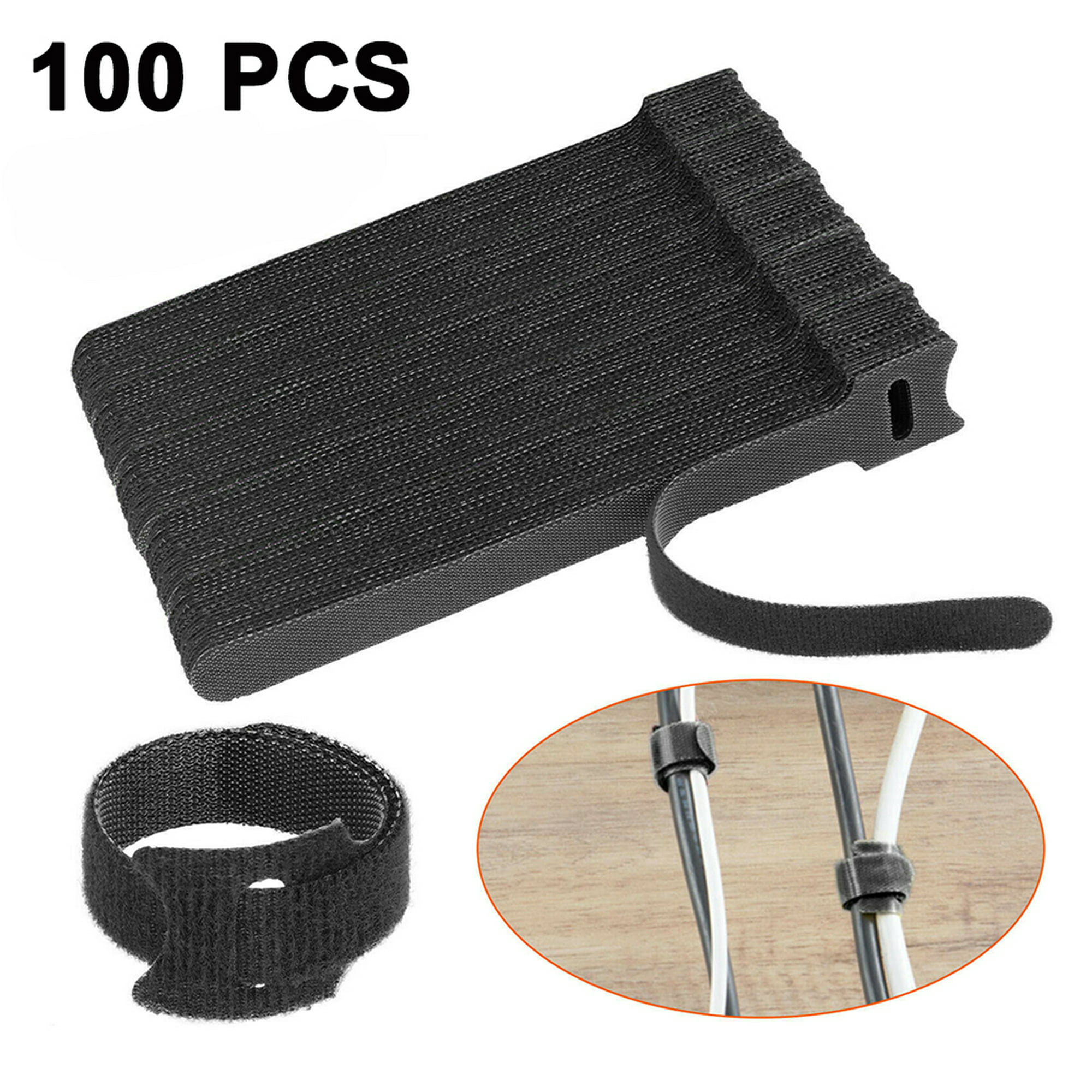 Paquete de 100 bridas rislan para cables Velcro reutilizables 150mm x 12mm