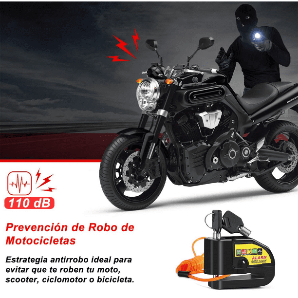 Candado Seguridad Para Moto De Disco Con Alarma Antirrobo GENERICO