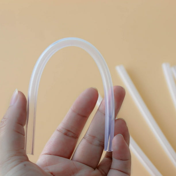 Paquete de 10 popotes transparentes de plástico duro reutilizables