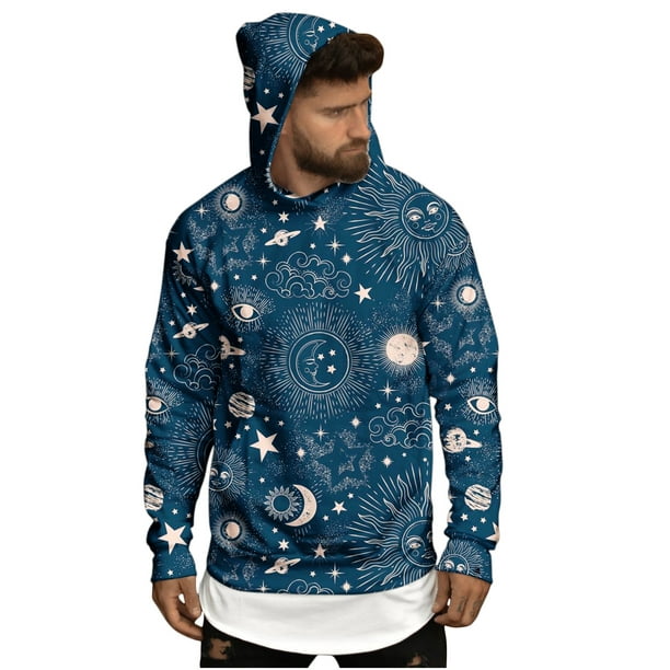 Suéter con capucha para hombre de otoño e invierno Blusa con estampado de  sol y luna Pompotops gfhjh6290