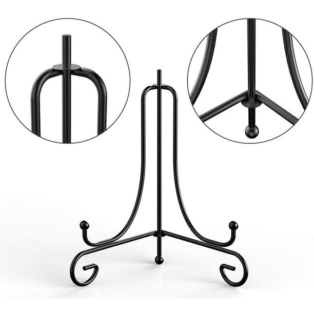 2 soportes para platos para exhibición, soporte para platos negro de 4,5  pulgadas, soporte para platos con caballete de hierro, soporte con marco de  metal para fotografías, vajillas y arte de mesa