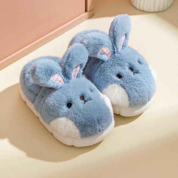 conejito peludas cálidas de invierno 210 azul zapatos de conejo para niños lindas y cómodas pant liwang