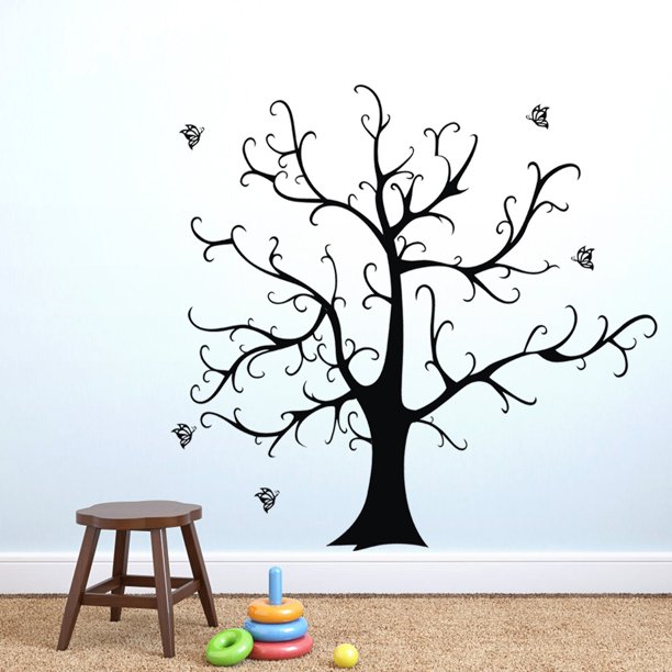  Vinilo adhesivo para pared, diseño de hongos, bosque,  guardería, habitación infantil, decoración grande (ig3810), color negro :  Herramientas y Mejoras del Hogar