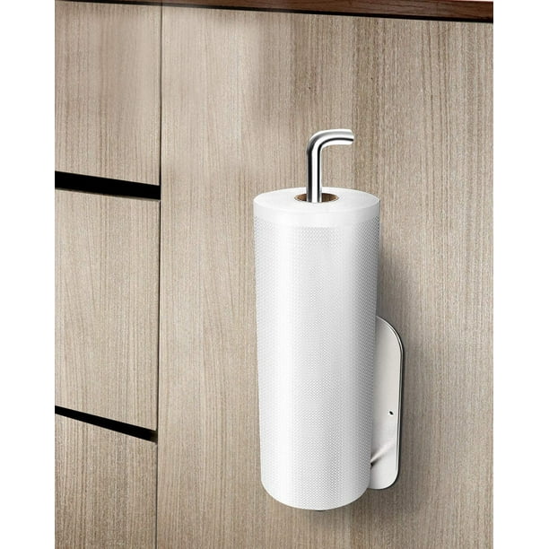Soporte para toallas de papel debajo del gabinete, soporte adhesivo para  toallas de papel autoadhesivo o montado en la pared, acero inoxidable  SUS304