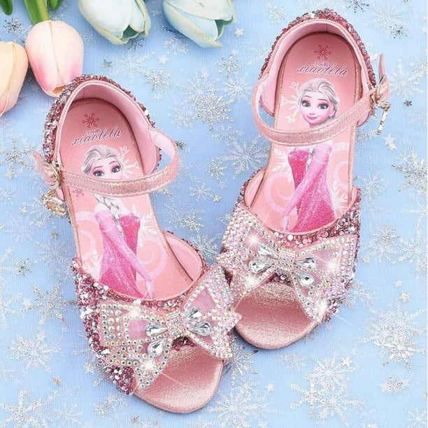Zapatos de tacón alto para niños y niñas, sandalias de princesa