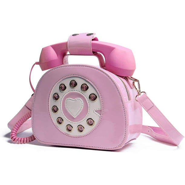  Ynport Bolso con forma de teléfono para mujer, color rosa,  giratorio, bolso de hombro, bolso cruzado retro para niñas, Negro -, Retro  : Ropa, Zapatos y Joyería