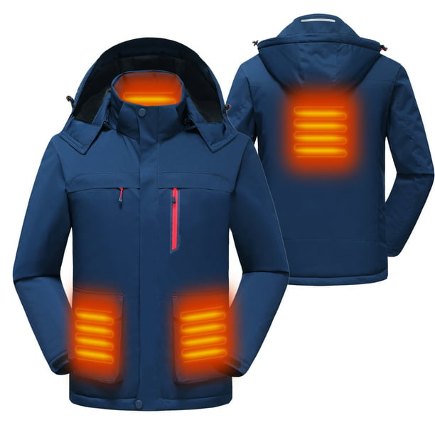 Chaqueta térmica para hombre con capucha desmontable Abrigo de chaqueta  térmica cálida de invierno al aire libre con 4 zonas de calefacción
