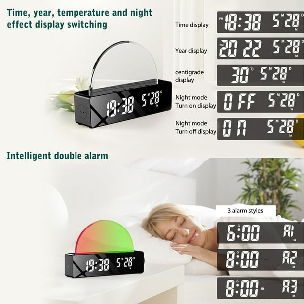 Reloj electrónico USB, lámpara de amanecer digital, reloj despertador con  luz (negro) Likrtyny Libre de BPA