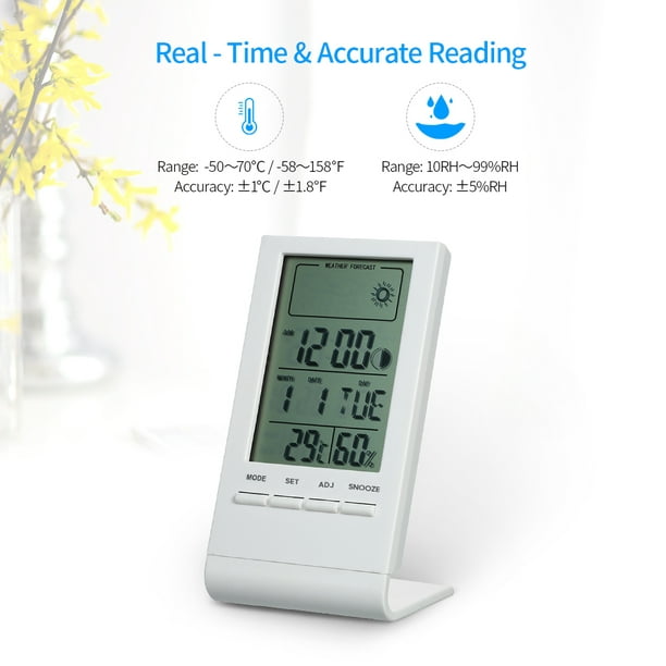 Higrómetro Digital termómetro de temperatura interior y medidor de humedad  Monitor con gran pantalla Abanopi Higrómetro