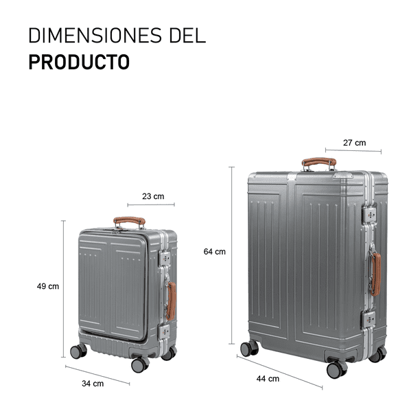 Set de 3 Maletas para Viaje con Ruedas Multidireccionales Dorado 