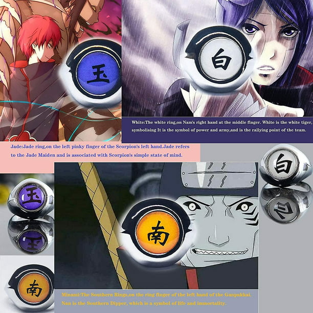 10 Anillos Anime Naruto Akatsuki Dedo Anillo A