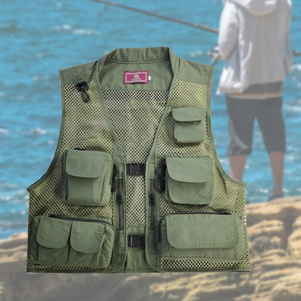 Chaleco de pesca multifunción para hombre, con múltiples bolsillos