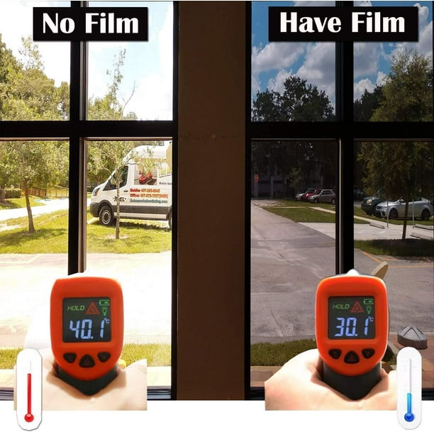 Película de ventana de privacidad Película de ventana adhesiva Efecto de  espejo unidireccional Papel de espejo resistente al calor Lámina de espejo  opaca de una vía Anti UV Protección solar Plata 30x