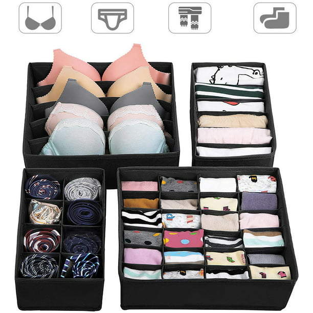 Paquete de 5 separadores de cajones organizadores de ropa interior para  calcetines, 88 celdas plegables de tela, organizador de armario de  dormitorio