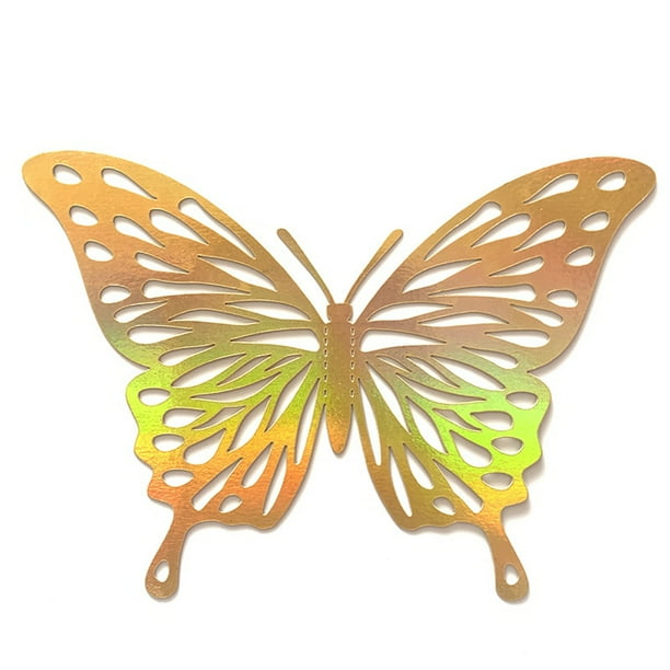 Mariposas Decorativas Dorado Amarillo 12pcs