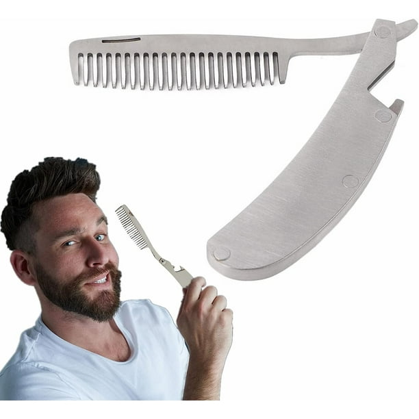 1 peine para barba de acero inoxidable peine plegable antiest tico para hombres quita la barba cuida la barba regalo perfecto para hombres. Rojo