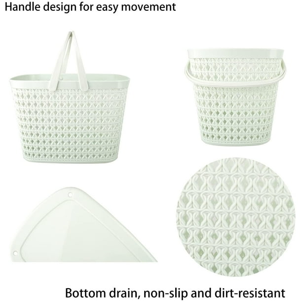 Sumnacon Cesta de ducha de plástico de 4 piezas, cesta portátil con asa,  cesta de ducha funcional para baño, dormitorio, duchas comunales, cocina