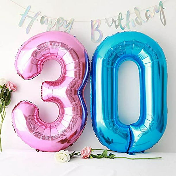 Número rosa 30 Globos, 40 pulgadas Número de cumpleaños Globo