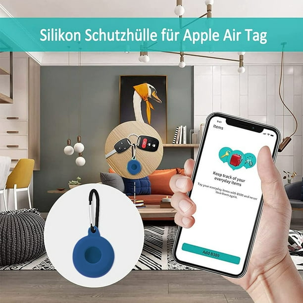 Paquete de 4 fundas para AirTag compatibles con Apple AirTag, funda  protectora de silicona suave con llavero y llavero para accesorios de funda