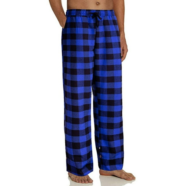 Pijama hombre tela sin cuello en cuadritos azules