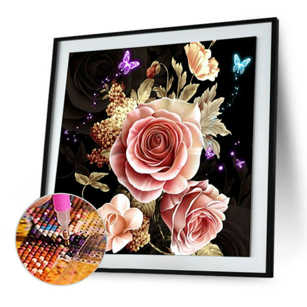 VETPW DIY 5D Flores Diamante Pintura por Números Kit, Amor, Mariposa  Bricolaje Diamond Painting Kit Completo Bo…