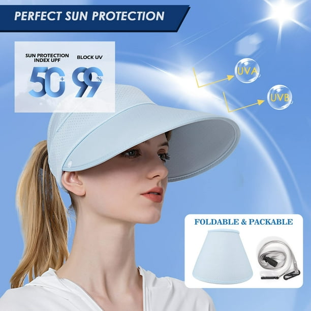 Sombrero de sol para mujer con protección de cuello de ala ancha