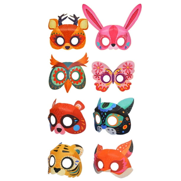 Máscaras de animales de papel para niños // paquete de 10 -  México