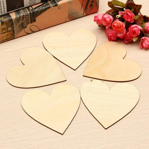 Placas de madera Corazones de 8cm. Discos de madera Manualidades.