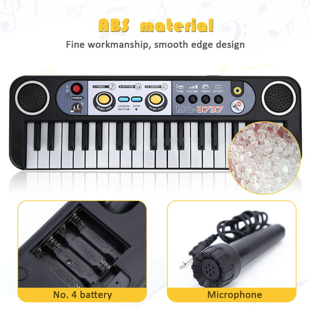 Piano Infantil de Juguete 37 Teclas Multifuncion Micrófono USB - Azul