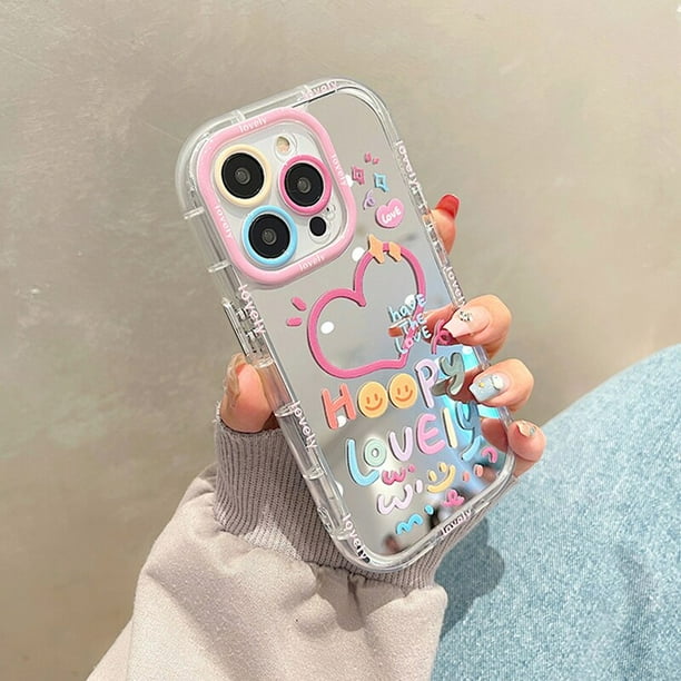 Funda Corazon Para iPhone 12 Pro Max + Mica + Soporte Espejo