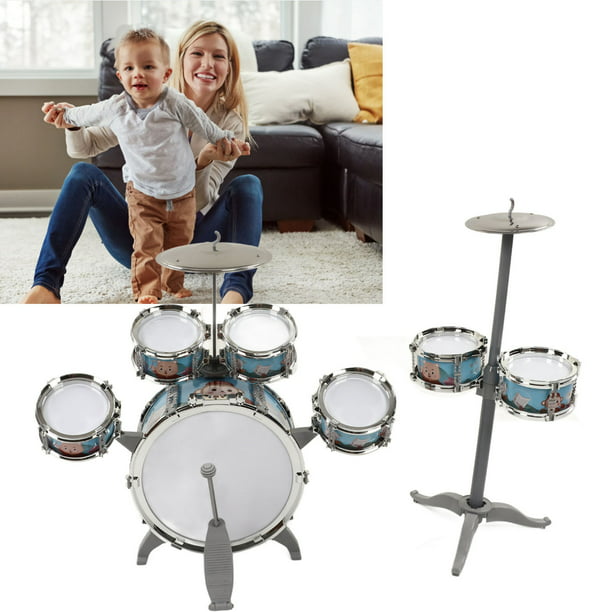 Batería para niños pequeños, juego de tambores de jazz para niños Juguete  con taburete Batería para niños pequeños Percusión educativa Instrumentos  musicales Juguete de batería