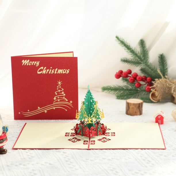 RV 4 tarjetas navideñas tridimensionales Tarjetas navideñas creativas  Regalos de Navidad Regalos de Rojo Verde