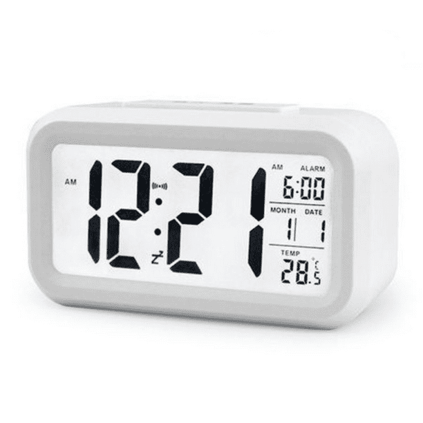 Reloj despertador inteligente silencioso Reloj electrónico Mesa Dormitorio  digital Mesa decorativa y accesorios Hora Led Wake Up Light Consumidor  (Blanco) brillar Electrónica