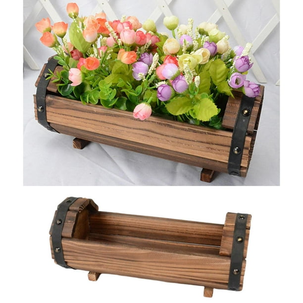 1 maceta de madera para centros de mesa, jardinera rectangular, macetas  decorativas para ventanas, jardineras rústicas, caja de madera floral,  centros