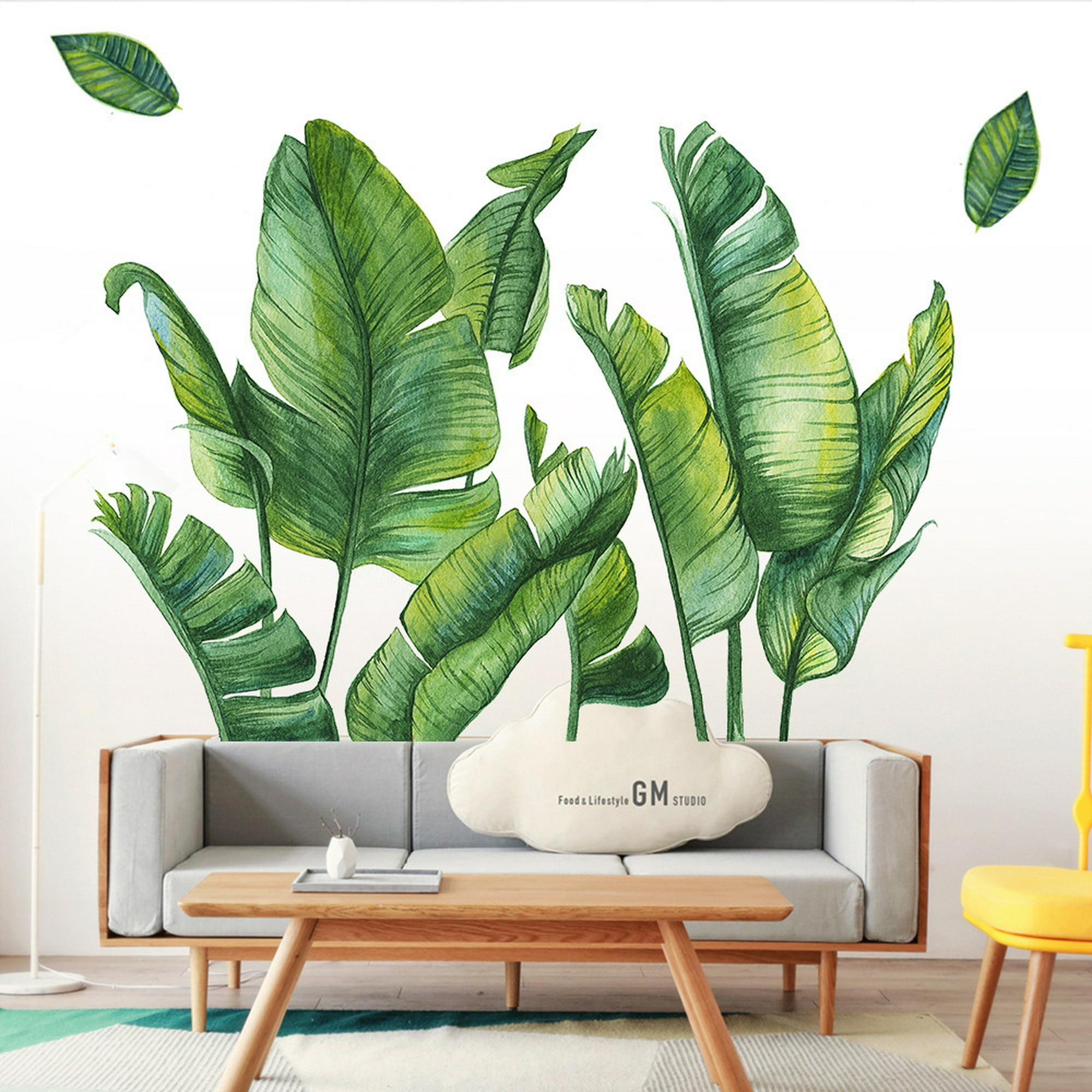 Papel tapiz de hojas de palma, plantas verdes, para pegar y pelar, mural de  pared grande con hojas para sala de estar, dormitorio, TV y sofá, fondo de