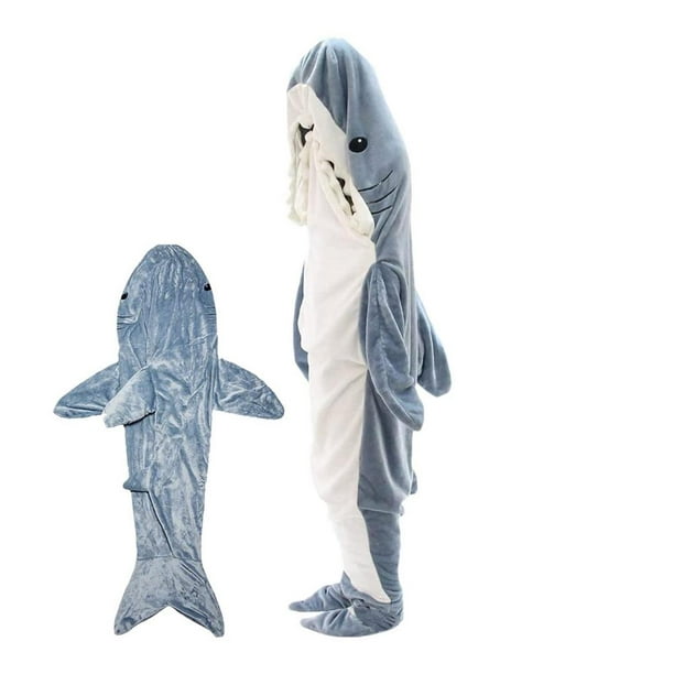 Manta de tiburón Ultra suave para niños y adultos, Sudadera con capucha,  cálida, usable, aire acondicionado, chal, saco de dormir, pijamas de  siesta, S-XXL Fivean unisex